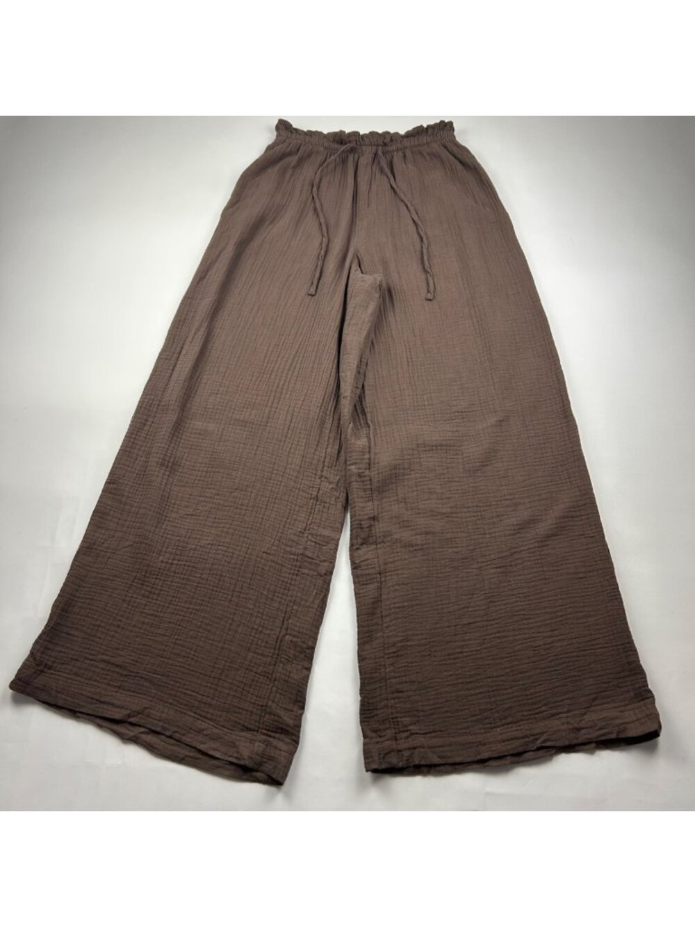 Universal Thread Brown Cotton Crinkle Gauze Wide Leg Lounge Pant S